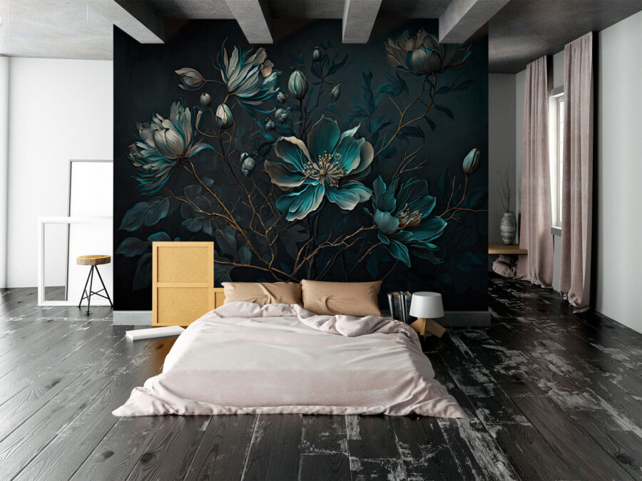Pintura de flores sobre um fundo preto Pintura de flores sobre um fundo preto