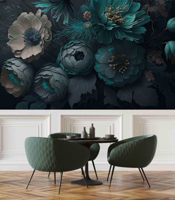 Arranjo floral elegante em tons frios. Arranjo floral elegante em tons frios.