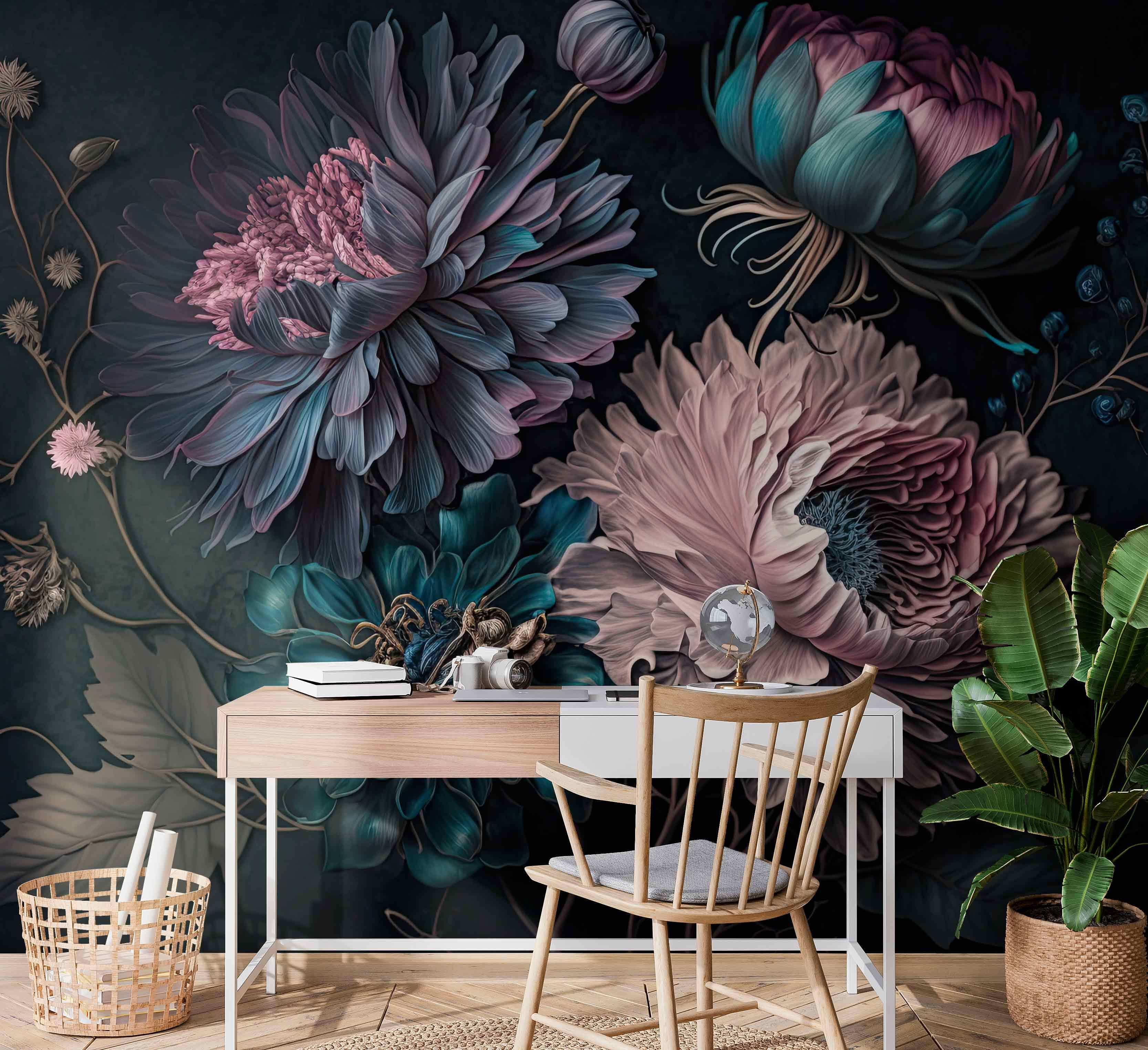 Elegant flowers on a dark background