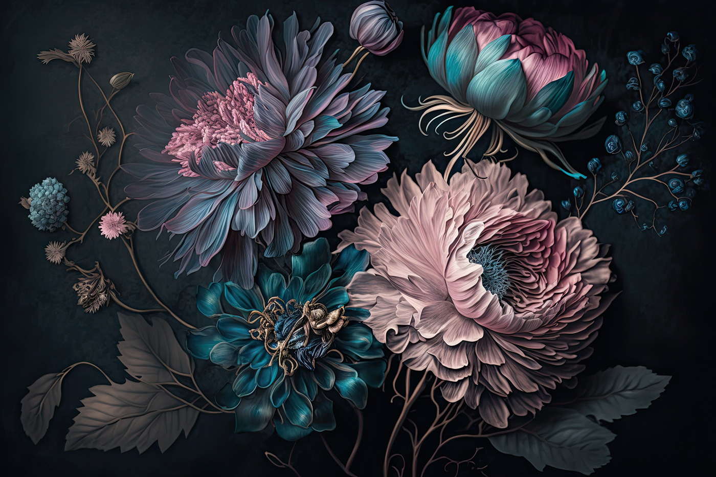 Elegant flowers on a dark background Elegant flowers on a dark background
