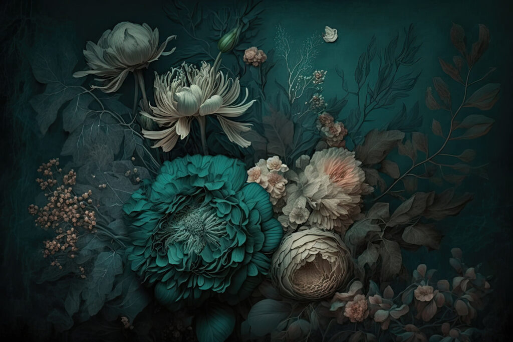 Composição floral elegante com tons profundos. Composição floral elegante com tons profundos.