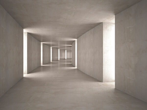 Corredor comprido com luz a atravessar Corredor comprido com luz a atravessar