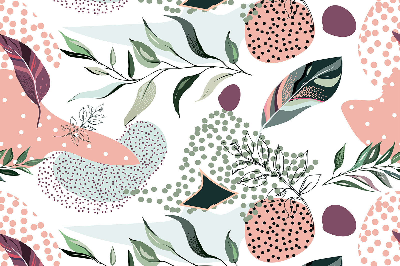 Pattern of leaves and fruits