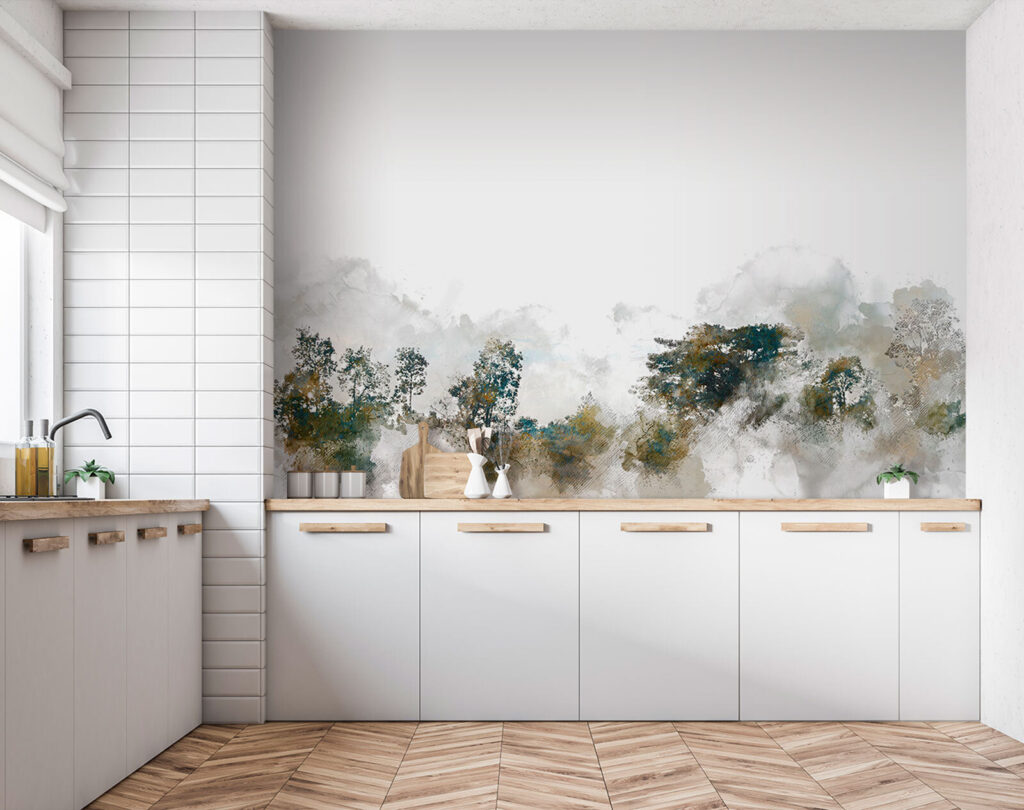 Watercolor of trees and clouds Watercolor of trees and clouds