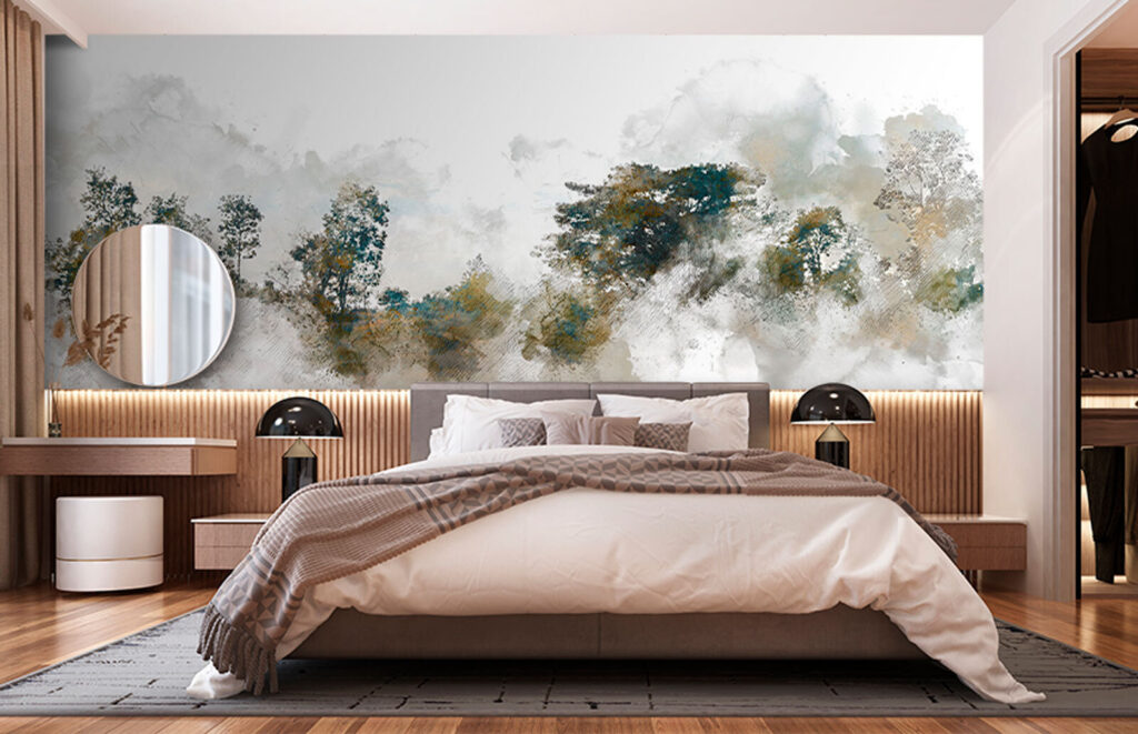 Watercolor of trees and clouds Watercolor of trees and clouds