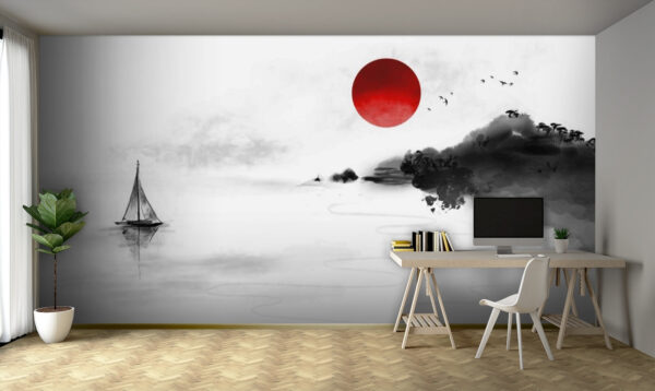 Pintura de um barco na água Pintura de um barco na água