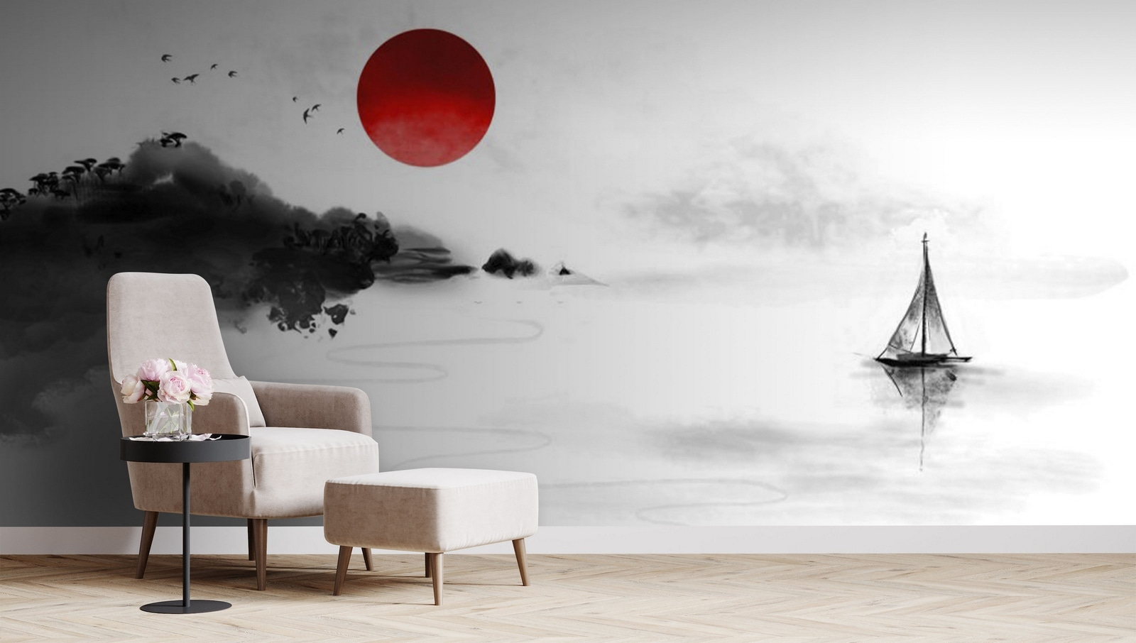 Painting of a boat in the water Painting of a boat in the water