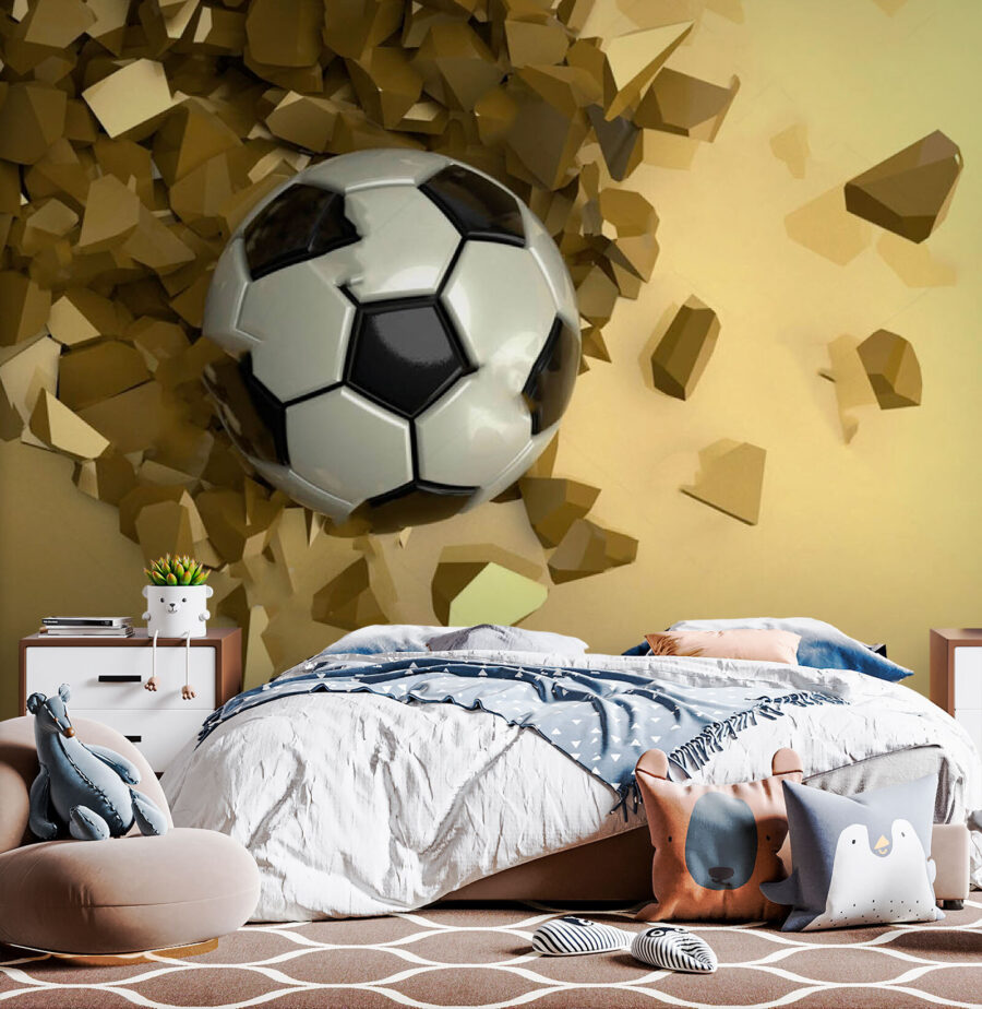 Bola de futebol num monte de pedaços Bola de futebol num monte de pedaços