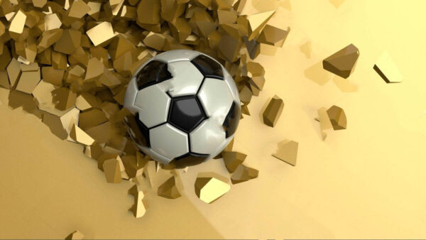 Bola de futebol num monte de pedaços Bola de futebol num monte de pedaços