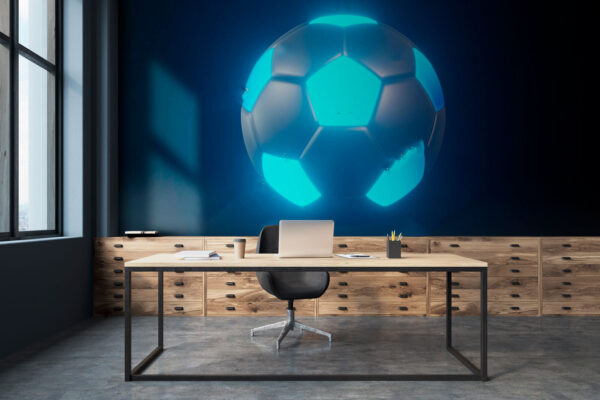 Papel de parede Papel de parede Bola de futebol com luzes azuis (REF: u72792)