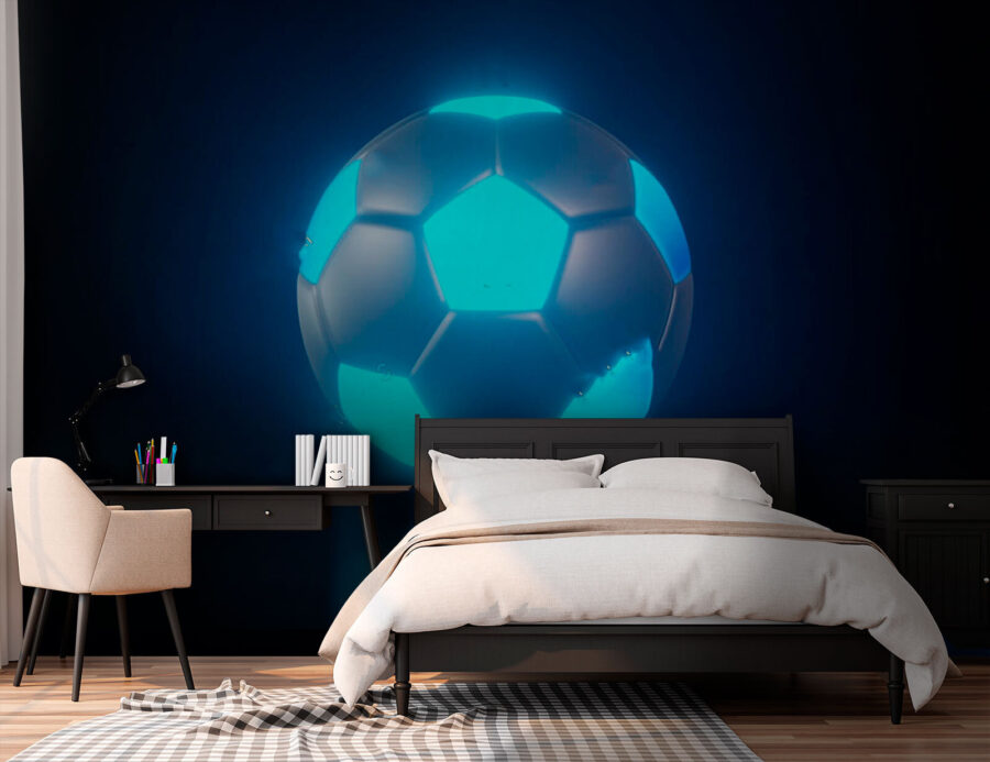 Bola de futebol com luzes azuis