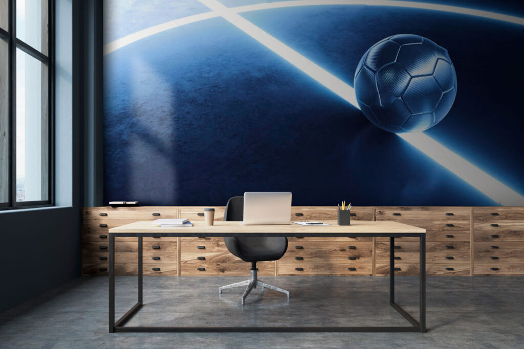 Football ball on a blue surface Football ball on a blue surface