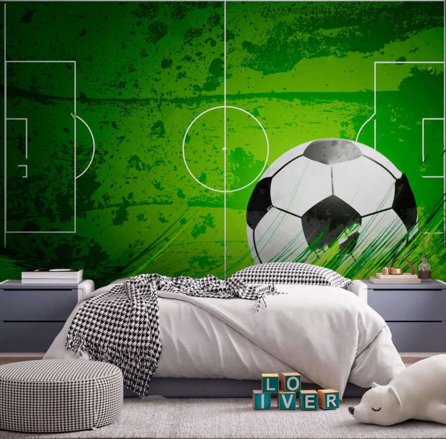 Papel de parede Bola de futebol num campo verde - Image 3