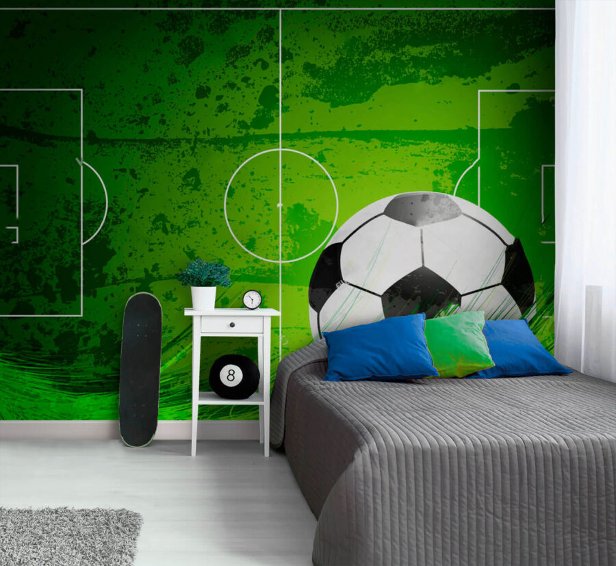 Papel de parede Bola de futebol num campo verde - Image 2