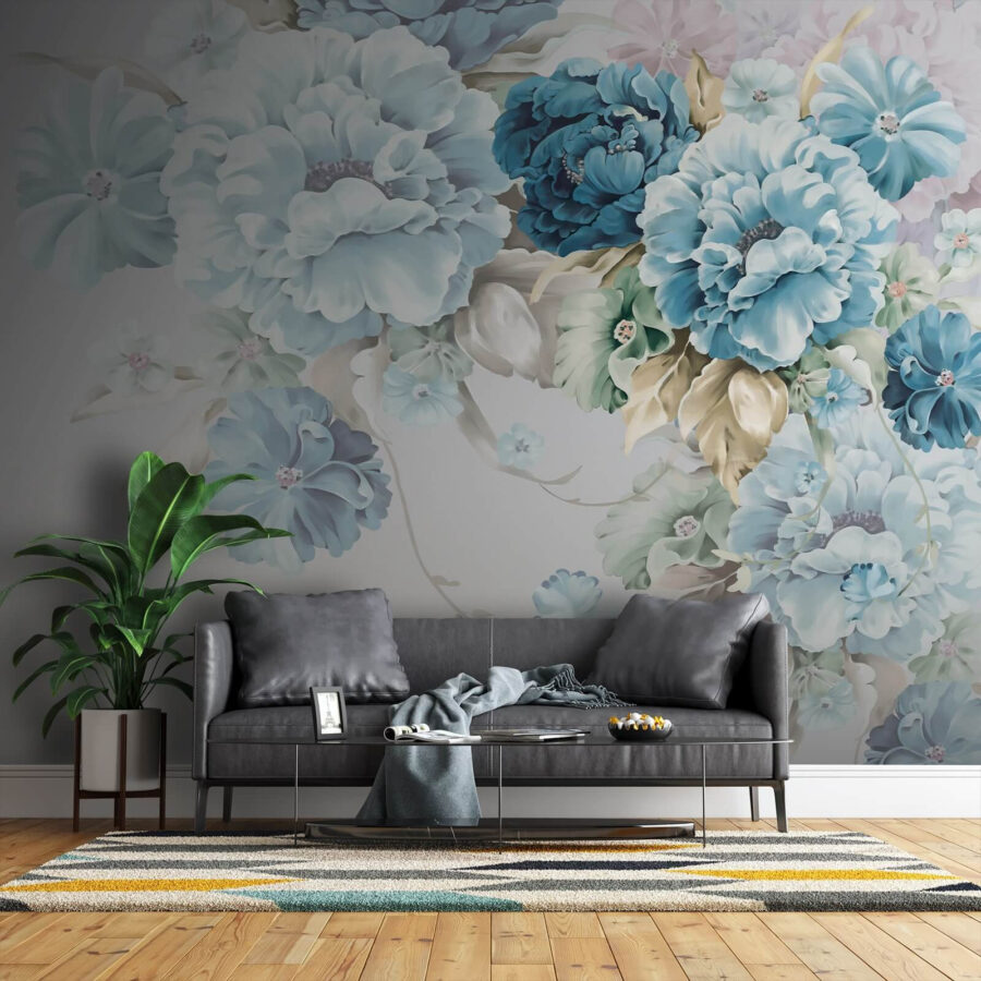 Papel de parede Arranjo floral elegante em tons suaves.