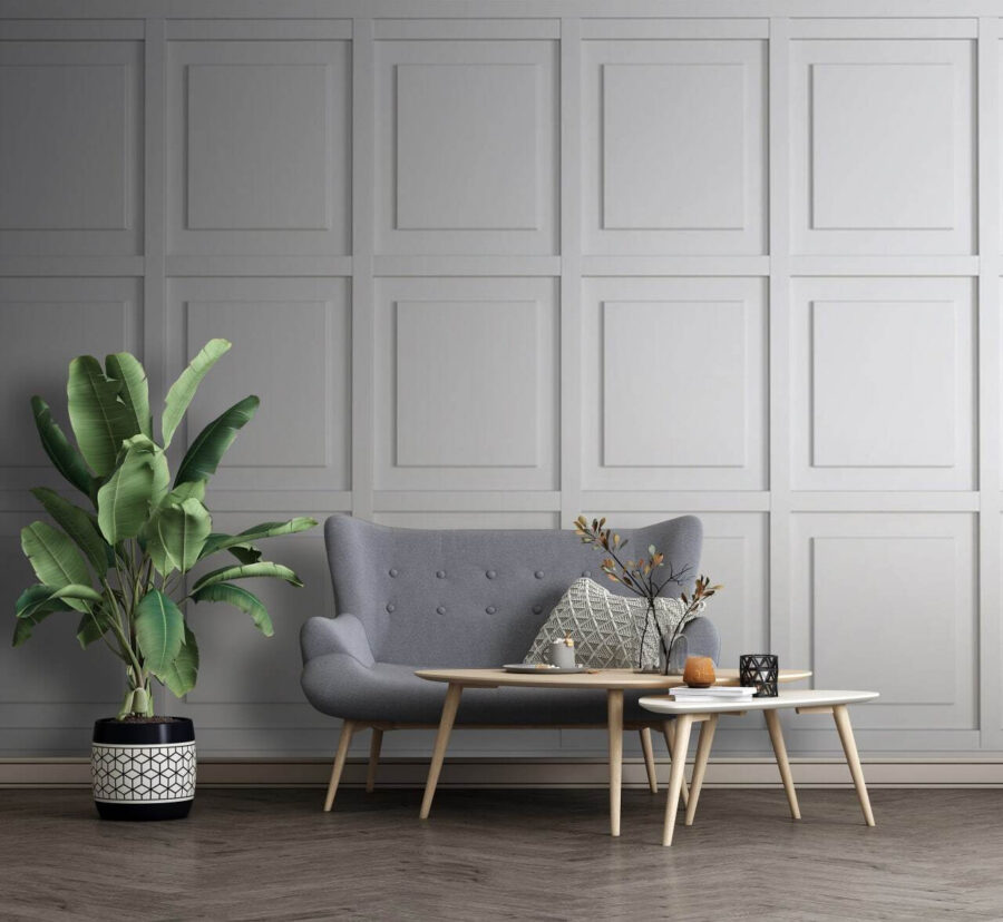Parede branca com azulejos quadrados