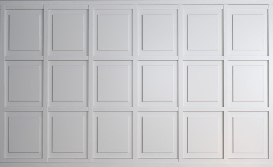 Parede branca com azulejos quadrados