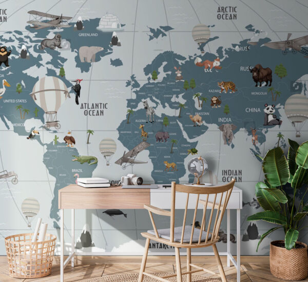 Mapa do mundo com animais Mapa do mundo com animais