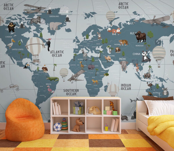 Mapa do mundo com animais Mapa do mundo com animais