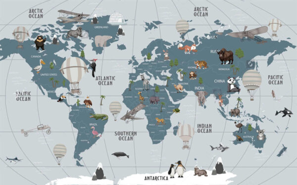Mapa do mundo com animais Mapa do mundo com animais