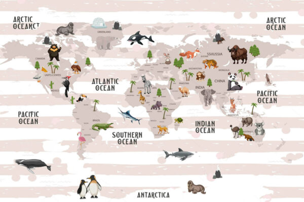 Mapa do mundo com animais Mapa do mundo com animais
