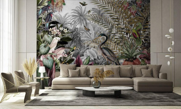 Mural de pássaros e flores Mural de pássaros e flores