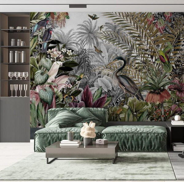 Mural de pássaros e flores Mural de pássaros e flores