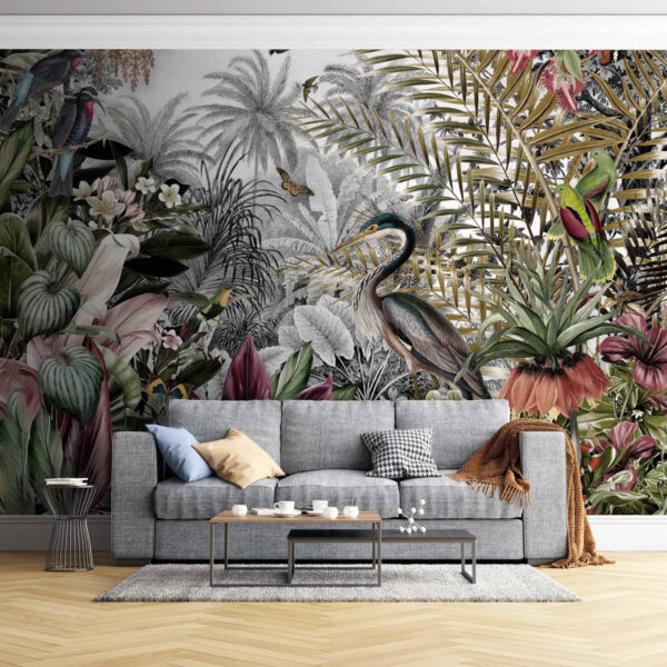 Mural de pássaros e flores Mural de pássaros e flores