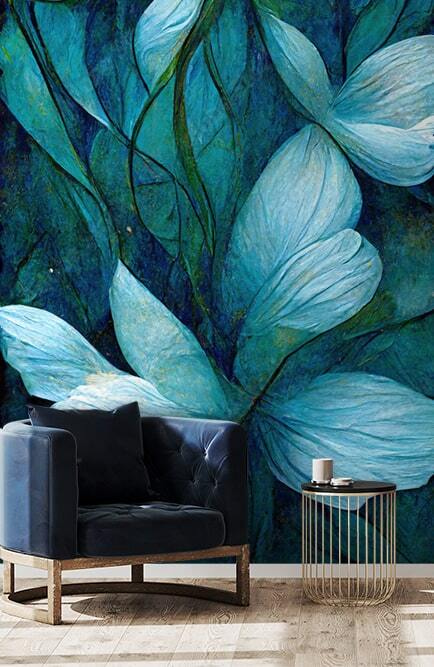 Pintura de flores e folhas