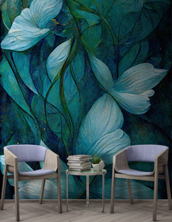 Papel de parede Papel de parede Pintura de flores e folhas (REF: u72400)