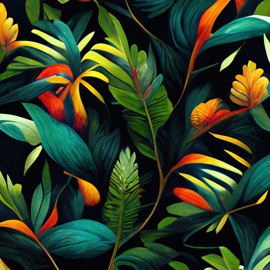 Folhas coloridas sobre um fundo preto