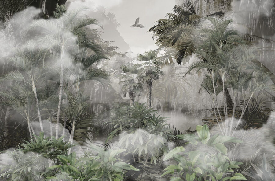 Papel de parede Floresta enevoada com árvores e pássaros - Image 6