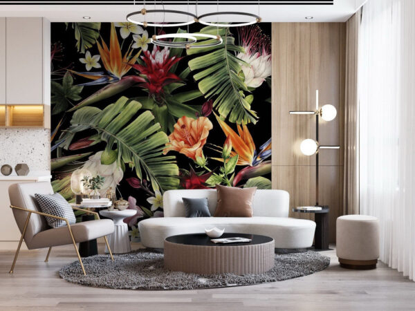 Padrão floral com flores e folhas Padrão floral com flores e folhas