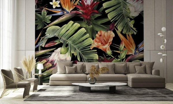 Padrão floral com flores e folhas Padrão floral com flores e folhas