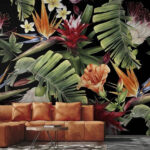 Papel de parede Padrão floral com flores e folhas