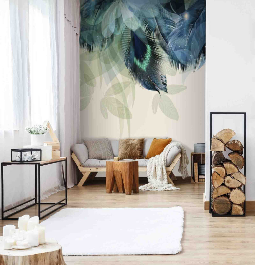 Blue and green feathers