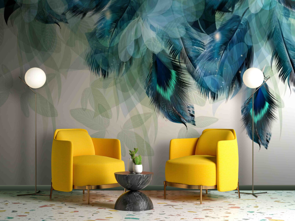 Blue and green feathers