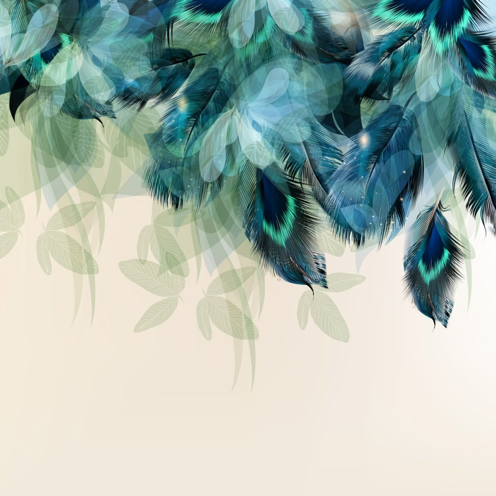 Blue and green feathers