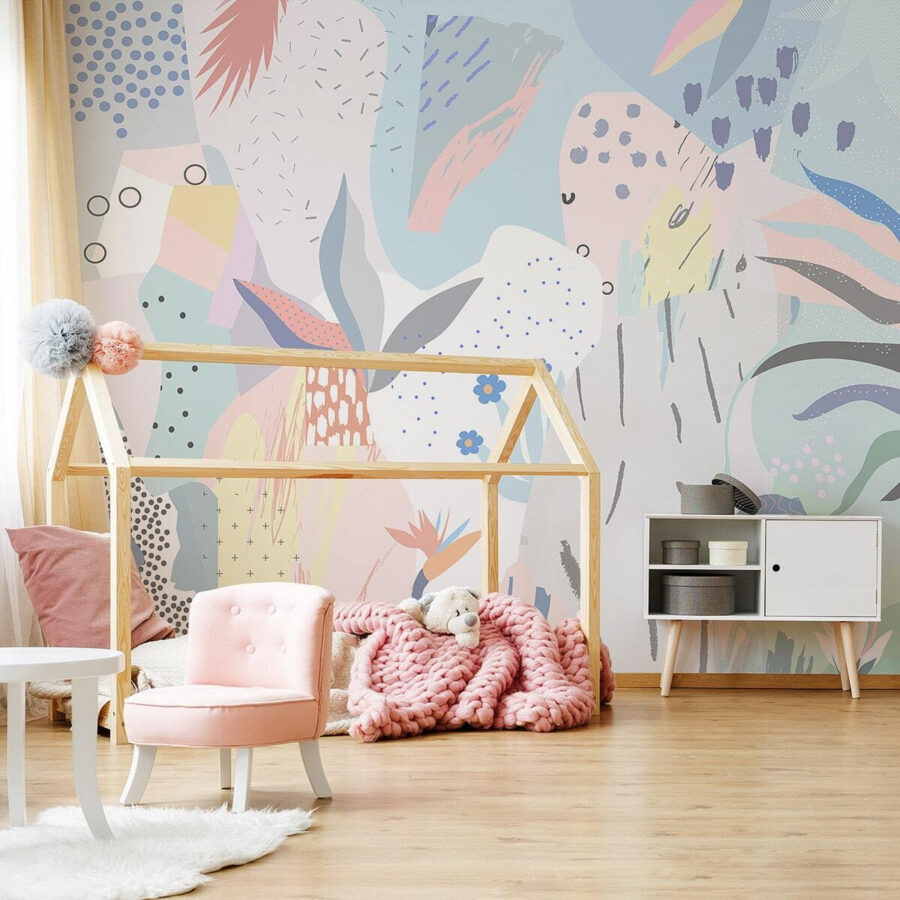 Papel de parede Arte colorida com diferentes formas e cores