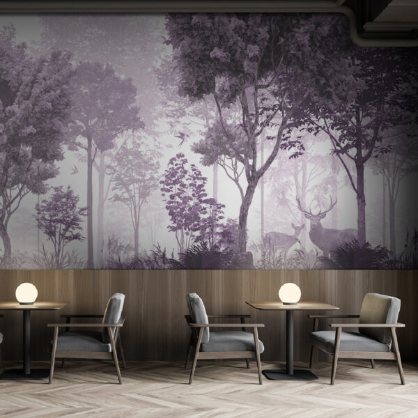 Uma imagem a roxo e branco de árvores e plantas Uma imagem a roxo e branco de árvores e plantas