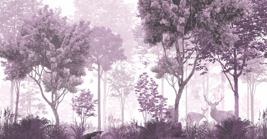 Uma imagem a roxo e branco de árvores e plantas Uma imagem a roxo e branco de árvores e plantas
