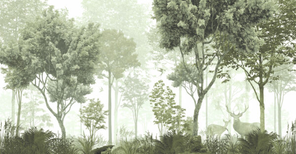 Uma floresta com árvores e plantas Uma floresta com árvores e plantas