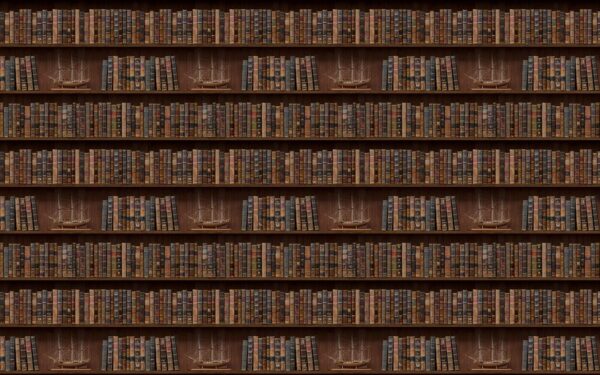 Parede de livros com barcos Parede de livros com barcos