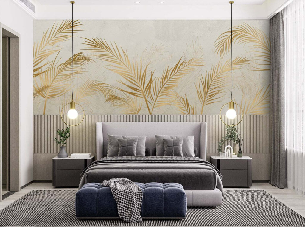 Elegant Palm Leaves on Neutral Background Elegant Palm Leaves on Neutral Background