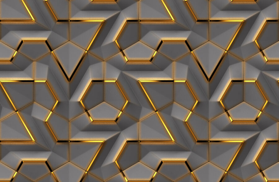 Papel de parede Estrutura metálica em favo de mel, bordos luminosos. - Image 4