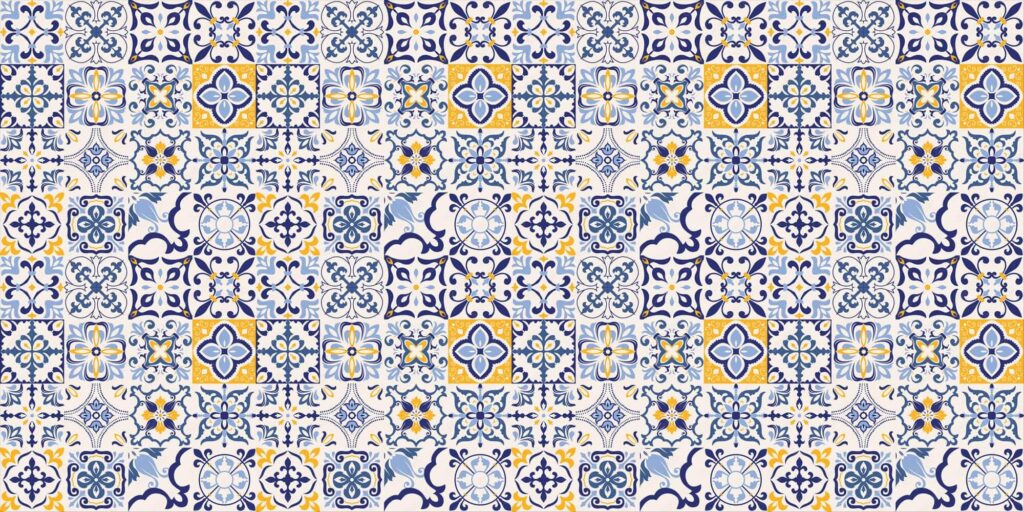 Padrão de azulejos azuis e amarelos Padrão de azulejos azuis e amarelos