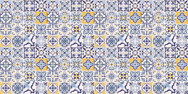 Padrão de azulejos azuis e amarelos Padrão de azulejos azuis e amarelos