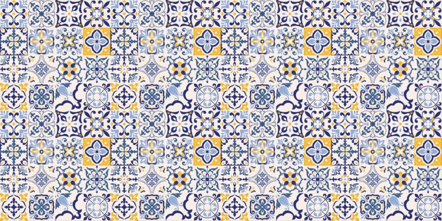Padrão de azulejos azuis e amarelos Padrão de azulejos azuis e amarelos