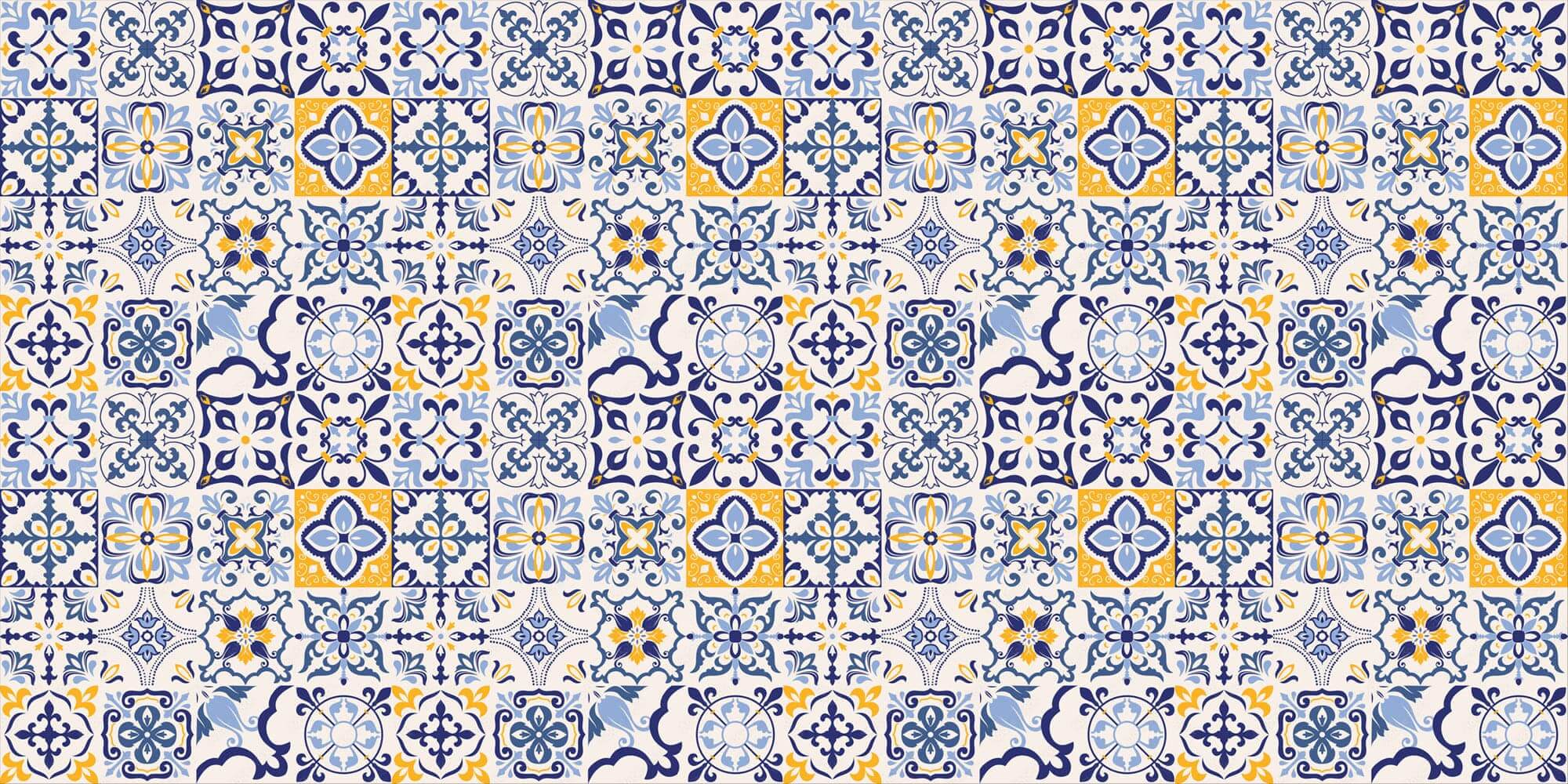 u71918p - Padrão de azulejos azuis e amarelos - tegory