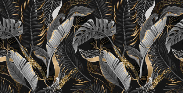 Folhagem tropical exuberante com toques de brilho. Folhagem tropical exuberante com toques de brilho.